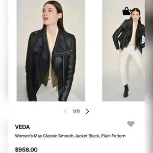 VEDA
Women's Max Classic Smooth Jacket Black Plain Pattern